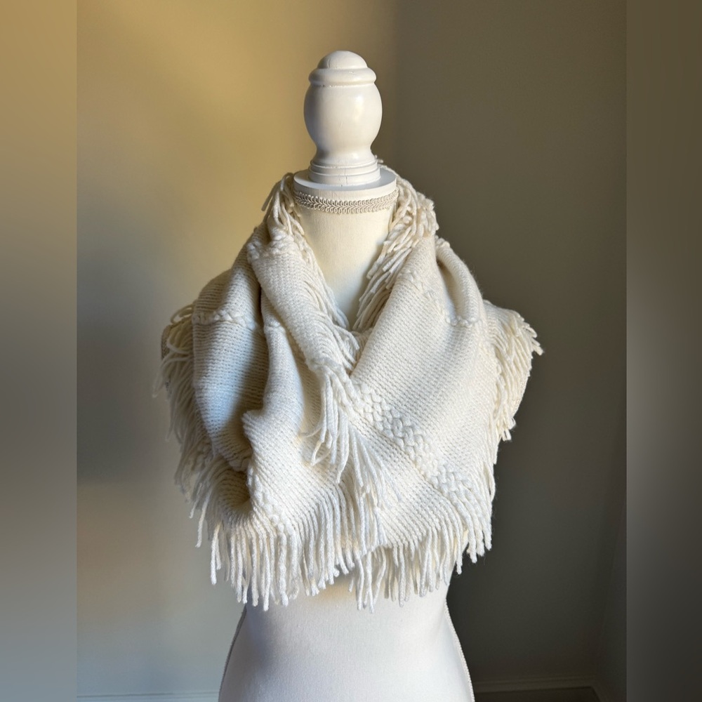 I.N.C. Ivory Fringed Knit Infinity Scarf - NWT